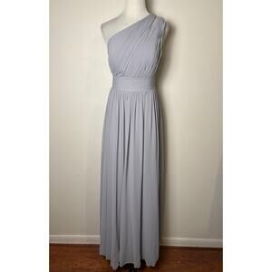 Azazie Bridesmaid Dress Size 10 Molly Dolphin Grey A-Line One Shoulder Chiffon